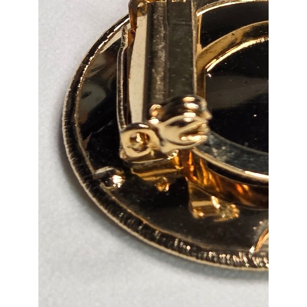 Vintage Gold Tone Scarf Clip Brooch Dual Tone Circle Pin